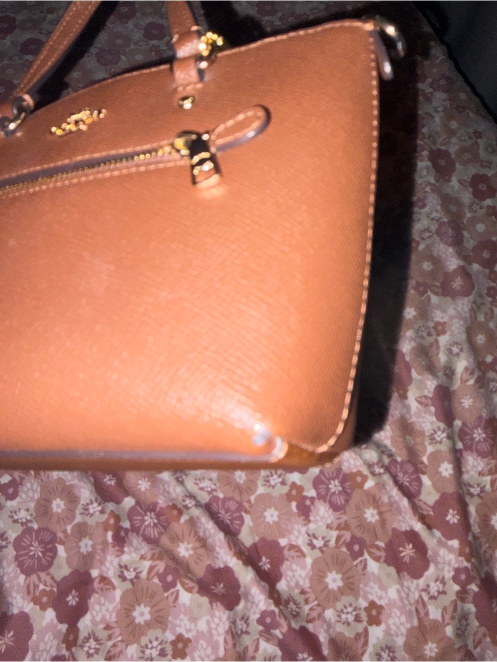 Coach Brown Pebbled Leather Zip Satchel mini with Gold Hardware - Picture 7 of 7